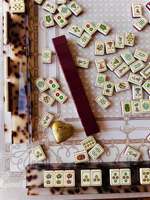 HIMORE Offre Spéciale : Jeu de Tuiles de Mahjong Américain en Acrylique Gravé et Sculpté, Couleur Violette, pour Jeu de Société et Divertissement