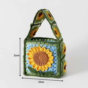 Handmade Crochet Sunflower Shoulder Bag Women's Cartoon Style Knitted Phone Bag Coin <b>Purse</b> - Product Image 5