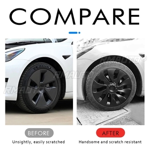ฝาครอบล้อ 4 ชิ้น สำหรับ Tesla Model 3 ขนาด 18 นิ้ว ฝาครอบดุมล้อแบบเต็มวง อะไหล่ทดแทนสำหรับรุ่นปี 2017-2022 สีดำด้าน - Product Image 2