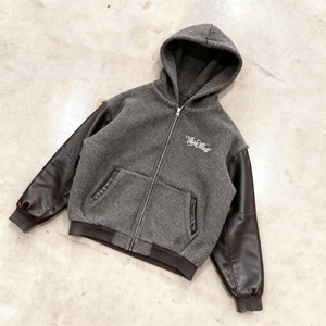 جاكيت جلدي شتوي للرجال مع تطريز ثلاثي الأبعاد، أزياء الشارع الحضرية، قماش كشمير، إغلاق بسحاب، خدمة تصنيع حسب الطلب متاحة - Product Image 1