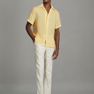 Camicie in Cotone e <span class=keywords><strong>Lino</strong></span> Estive, Stile Casual da <span class=keywords><strong>Spiaggia</strong></span>, Taglie Grandi, Camicia da <span class=keywords><strong>Uomo</strong></span> con Colletto Cubano a Maniche Corte - Product Image 3