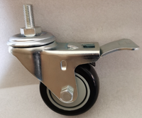 Roue pivotante à tige filetée M10 M12, roulement à billes 50/75/100mm, roue en caoutchouc/polyuréthane/acier/polypropylène PVC gris, 2 3 4 pouces
