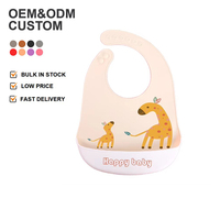 Bavoirs pour bébés personnalisés en gros, durables, mignons, en silicone, avec fermeture à bouton, OEM, pour l'alimentation des bébés