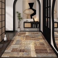 Tapis de porte en velours bouclé style rétro vintage, tapis d'entrée pour couloir, résistant à la saleté, antidérapant, motif géométrique abstrait