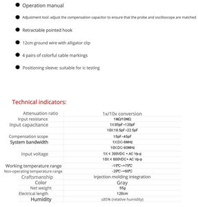 مسبار YPIONEER طراز P6060 ذو نطاق ترددي 60 ميجاهرتز ويحتوي على إعدادين: 1:1 و10:1. قلم راسم الذبذبات - Product Image 6