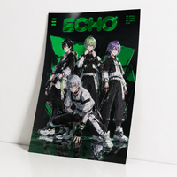 Affiches d'anime/manga personnalisées avec impression artistique en feuille d'aluminium verte, effet métallique, vernis 3D et UV en relief pour collectionneurs