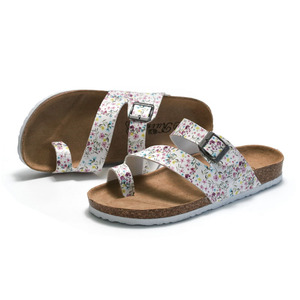 Sandales de plage d'été pour femmes, légères, antidérapantes, type Birkenstock, avec soutien de la voûte plantaire, mules sabots à boucle et sangle imprimée, claquettes en liège - Product Image 2