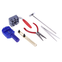 Kit d'outils de réparation de montres 16-en-1 en acier inoxydable avec étui rigide pour ouvre-montre, démonte-bandes et déjointeuse de maillons