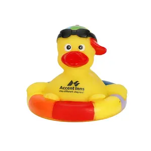 Promotion Summer Dabbling Toy Benutzer definierte aufwändige Badewanne Gummi ente Schwimmender Schwimm ring Ente Baby Bad Spielzeug
