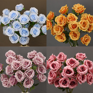 Roses artificielles 20 pièces, fleurs en soie crème, blanches et roses, décoration de mariage, style européen, arrangement de bouquet - Product Image 5