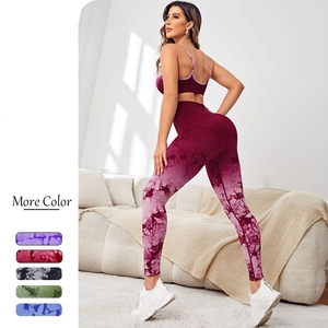 2025 Women Seamless Tie Dye Gym Fitness Sets Sports Bra Yoga Sets Butt Lifting Legging Workout Sets Pilates Wear Gym Clothing