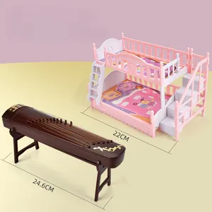 Оптовая продажа игрушечные аксессуары мини музыкальный инструмент Guzheng Pipa для игры в дом