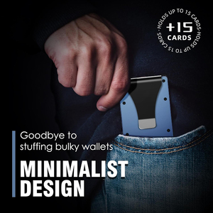 Front Pocket Aluminum <b>Card</b> <b>Holder</b> with Money Clip RFID Blocking <b>Wallet</b> Custom Logo - Product Image 3