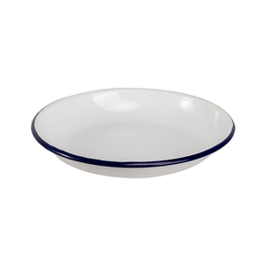 Assiettes en émail métalliques classiques blanches personnalisées avec impression florale rétro, revêtement glacé, avec bordure noire, 18 cm, 20 cm, 24 cm - Product Image 1