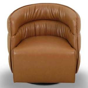Hot Sale Modern Walden Swivel <b>Chair</b> - Vegan Tan Leather Convertible & Reclining for Living Room Office Hotel & Bedroom - Product Image 4