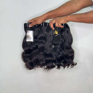 Indian Virgin Raw Hair Bundle, Double Drawn Curly <b>Body</b> <b>Wave</b> Human Hair Bundles, curly Wavy Raw Temple hair Vendors - Product Image 2