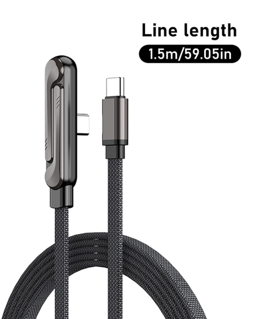 240W Fast Charging Cable 2 in 1 5FT /1.5m Stand Charging Cable Flat USB c Cable