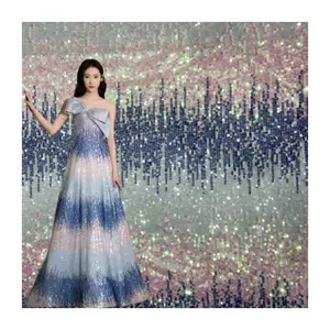 Affinity High Quality Embroidery French Tulle Colorizsd Gradual Sequin Lace Fabric For Wedding Evening Dress