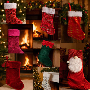 Nouvelle bourse cadeau de Noël en polyester style décontracté, décoration de cheminée avec nœud de taille standard, modèle 984 - Product Image 1