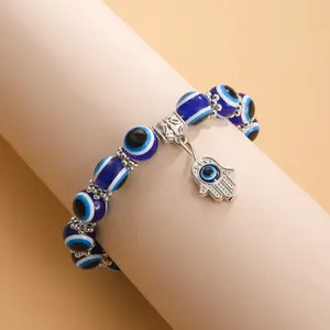 Fashion Hot Selling Hand Jewelry Vintage Blue Eye Beads Fatima's Hand Bracelet Eye of Evil Bracelet