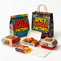 Cajas de Papel Desechables Aptas para Alimentos: Cajas Personalizadas para Comida Rápida, Pollo Frito, Hamburguesas y Papas Fritas