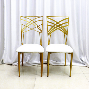 Sedia Camaleonte Moderna Best-Seller per Matrimoni, Banchetti, Pranzi all'Aperto, Resistente, in Metallo Cromato <span class=keywords><strong>Oro</strong></span> con Cuscino Rimovibile per Hotel - Product Image 1