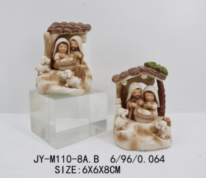 Decoración de interiores, Natividad cruzadas de figuritas, artículos religiosos católicos, papel de burbujas de la Sagrada Familia, gran oferta, caja marrón de resina - Product Image 2