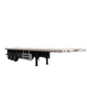 3/Tri Axles 60 Tons 20/40 Foot FT Container Shipping Flat Deck High Bed Platform Triaxle Flatbed Truck Semi Trailer