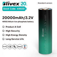 Baterai isi ulang daya tinggi 40135 Lifepo4 20Ah 3.2V baterai silinder besar untuk penyimpanan energi tenaga surya