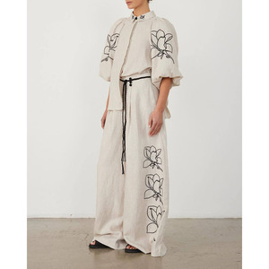 <span class=keywords><strong>Pantaloni</strong></span> <span class=keywords><strong>larghi</strong></span> stampati di fascia alta moda eleganti e comodi in cotone e <span class=keywords><strong>lino</strong></span> da <span class=keywords><strong>donna</strong></span> nuovo stile autunno Set - Product Image 4