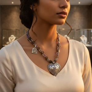 Collar con Colgante de Corazón con Cuentas de Plata 925, con Perla de Agua Dulce y Piedra Natural, Chapado en Plata, Joyería Minimalista para Mujer - Product Image 2
