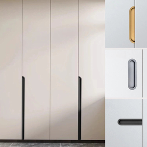 Two Pieces Split Oval Recessed Aluminum Flush Pull Handles Invisible Embedded Finger Pulls for Wardrobe Sliding <strong>Doors</strong> &amp; Drawers - Product Image 5