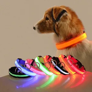 Glow In Night Pet Dog Cat Puppy Safe Luminous Flashing Necklace Adjustable Lights Polyester LED Dog Pet Collar