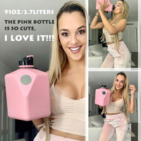 Sac porte-bouteille magnétique pour la salle de sport, bouteille d'eau de 2,7 l avec support magnétique pour téléphone, bouteille d'eau carrée de 2,7 l avec marqueur de temps