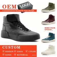Baskets montantes personnalisables avec logo pour homme – Style minimaliste, fermeture auto-agrippante, semelle épaisse, streetwear, skateboard