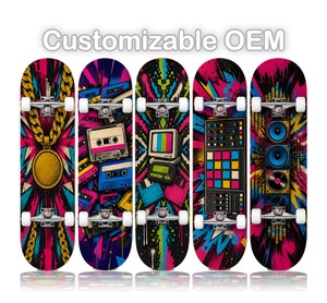 Patineta Completa Personalizada OEM de 7 Capas de Madera de Arce, 80 cm, Plataforma Doble, Diseño <span class=keywords><strong>Retro</strong></span> de los 90, Gráficos <span class=keywords><strong>CRT</strong></span> Floppy, para Adultos - Product Image 2