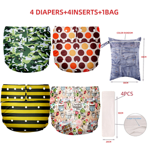 Ensemble de couches lavables <span class=keywords><strong>en</strong></span> coton réutilisables pour adultes AIO de grande taille avec protection contre les fuites pour personnes âgées - Product Image 2