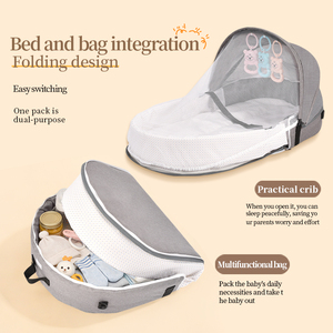 Lit de bébé pliable portable multifonctionnel, sac de voyage pour maman, sac de couchage pour nouveau-né résistant à la pression, lit gigogne en polyester et coton - Product Image 6