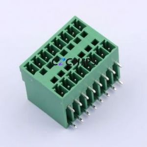 ZX-DGRH-3.81-8P Plug-in Terminal Block Bent Lead Through Hole,P=3.81mm Board-to-Board / Socket - Closed 2x8P 3.81mm Green - Product Image 1