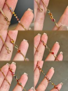 Xinfly 18K Solid Yellow Gold Rainbow <b>Gemstone</b> Colorful Sapphire Diamond <b>Bracelet</b> - Product Image 4