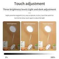 Lampe de table USB lampe de bureau rechargeable avec pince lit lecture livre veilleuse LED tactile 3 Modes gradation lumière de protection des yeux