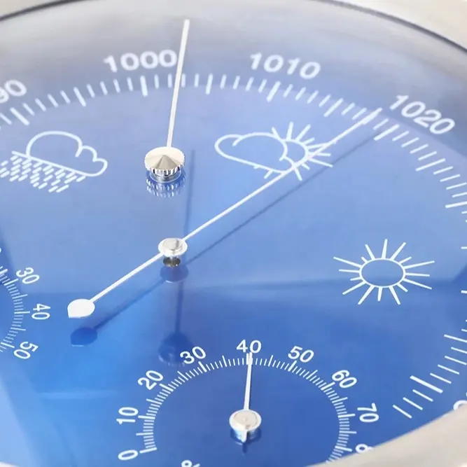 Круглые металлические часы Уличный Термометр гигрометр барометр внутренняя Серебряная Метеостанция Термогигрометр настенные цифровые часы