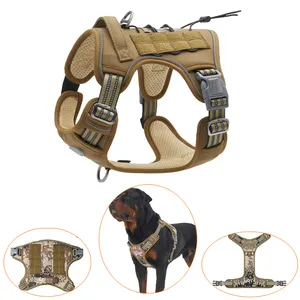 Camouflage regolabile No Pull Service Dog Tactical xxl Dog Harness 1000D Nylon K9 gilet operativo con rete per cani di taglia media