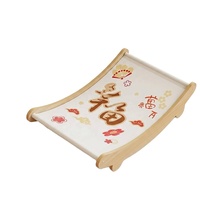 Lit pour chat unique et moderne en forme de lune, en bois naturel durable de haute qualité, avec griffoir amovible et lavable pour une utilisation en intérieur