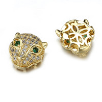 Cobre Micro Pave Zircon Crystal CZ Geometry Bead Charm Crown Leopard Helmet Skull DIY Jewelry Hallazgos para hacer accesorios