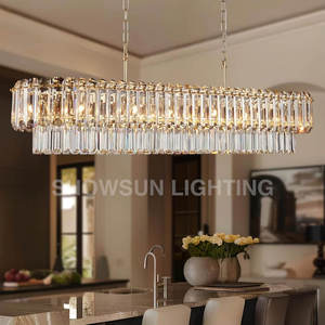 Lámparas de Techo Modernas de Lujo con Cristales K9 Dorados, Lámpara Colgante Rectangular Grande para Comedor, Decoración para Isla de Cocina - Product Image 2