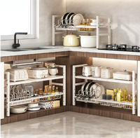 Étagère de rangement sous l'évier en métal durable, organisateur de cuisine multifonctionnel et peu encombrant pour ustensiles de cuisine et outils de nettoyage