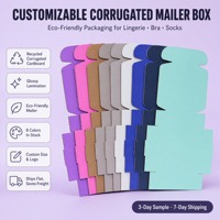 Boîte d'expédition en carton ondulé personnalisable avec pelliculage brillant, en carton recyclé, emballage écologique pour lingerie, soutien-gorge, chaussettes