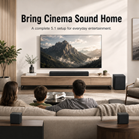 Sistem Speaker Home Theater 5.1CH 410W Soundbar dengan Subwoofer Nirkabel 6.5 Inch, Speaker Surround Belakang, dan Audio DSP