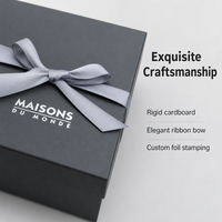 Boîtes cadeaux pliables en carton noir mat de luxe avec logo personnalisé, grand format, fermeture magnétique, emballage vide